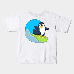 Penguin as Snowboarder with Sonowboard Kids T-Shirt